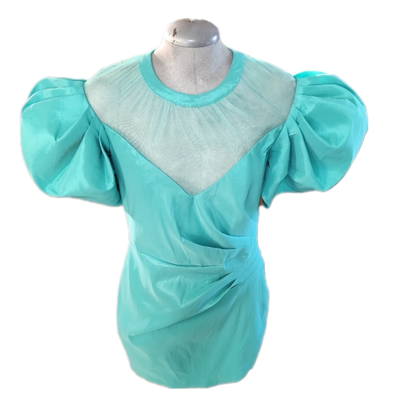 KARLIE Puff Sleeve Mesh Detailed Mini Dress (L) - Picture 1 of 10